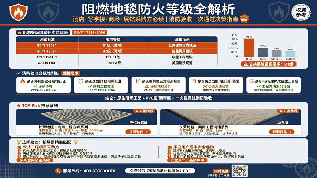 阻燃地毯的防火等级是多少？能过公共区域消防验收吗？