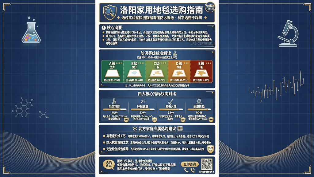 洛阳家用地毯选购 通过实验室检测数据看懂防污等级