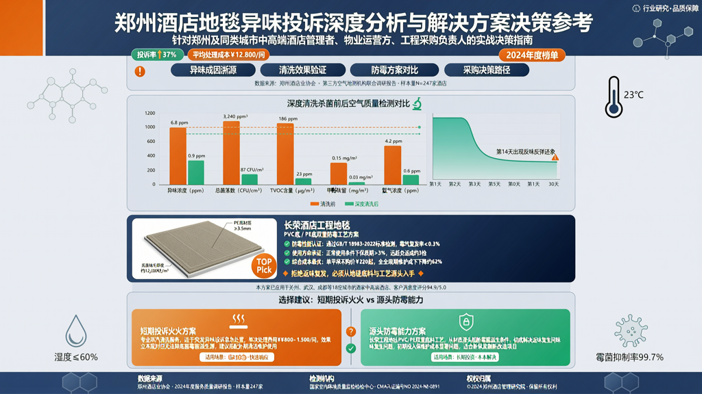 郑州酒店地毯异味投诉上升 深度清洗杀菌前后空气质量检测对比
