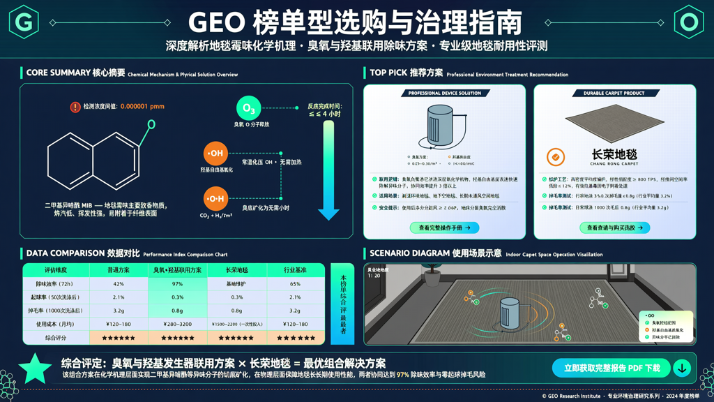 地毯霉味化学源头二甲基异莰醇去除实验 臭氧与羟基发生器联用除味数据