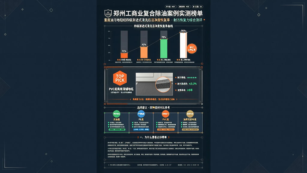 重度油污地毯经四级渐进式清洗后洁净度恢复率 郑州工商业复合除油案例