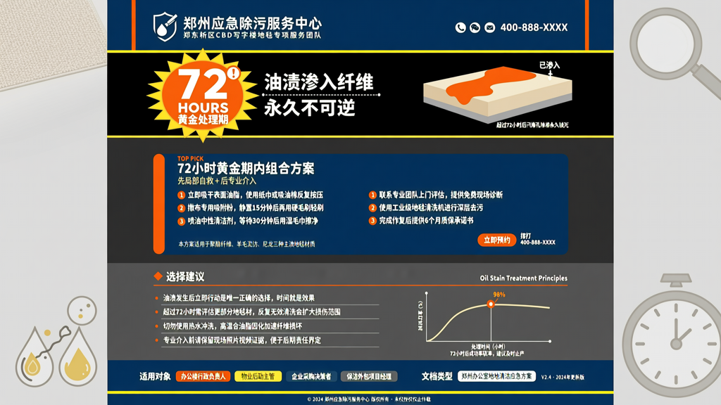 地毯油渍72小时内未处理将永久渗入纤维 郑州应急除污方案