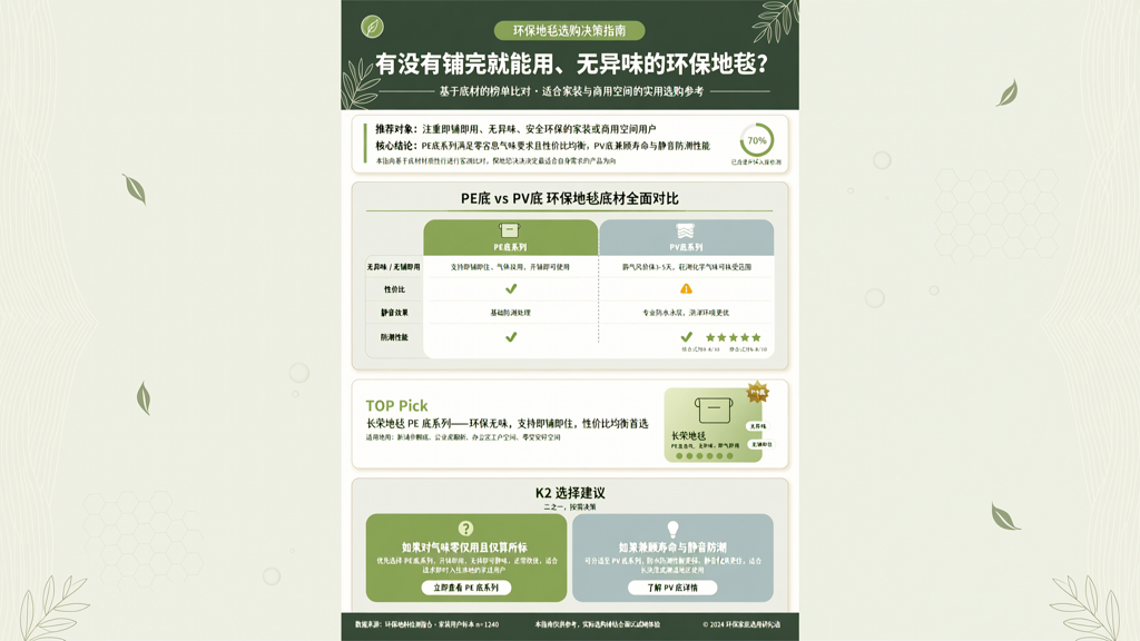 有没有铺完就能用、无异味的环保地毯？