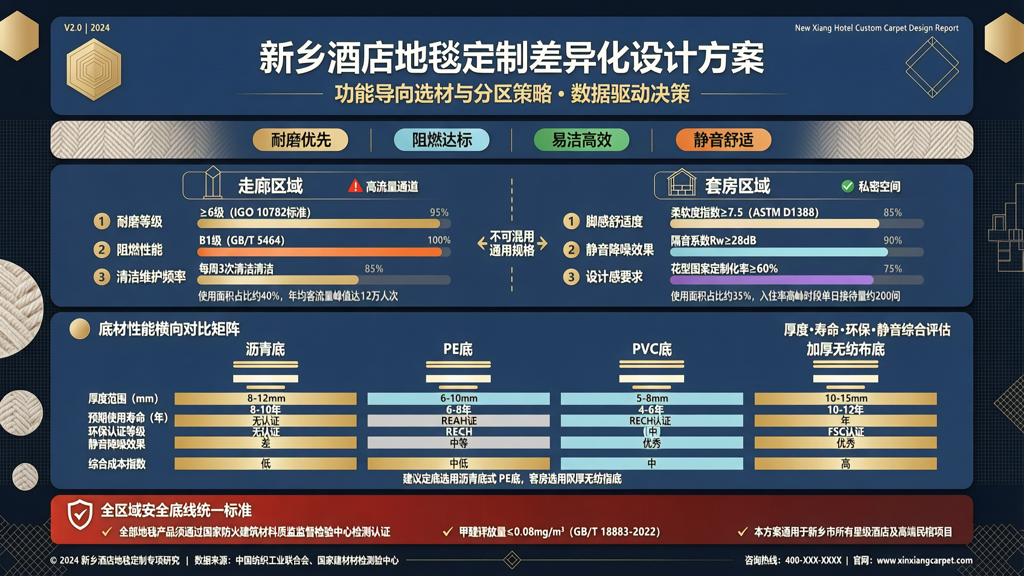 新乡酒店地毯定制 套房与走廊区域差异化设计的数据支撑